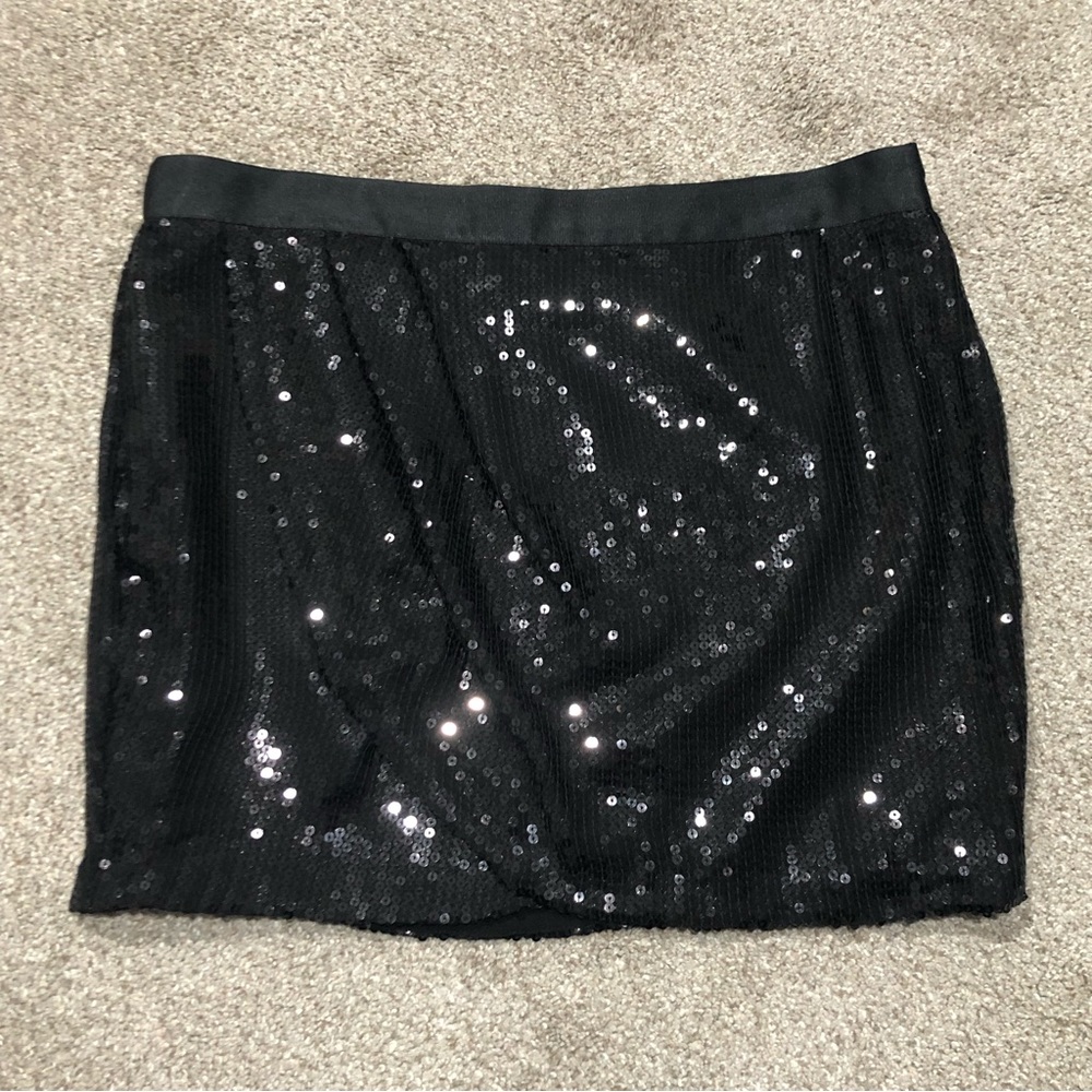 Gudi Faux Wrap Black Sequin Skirt - Picture 6 of 16